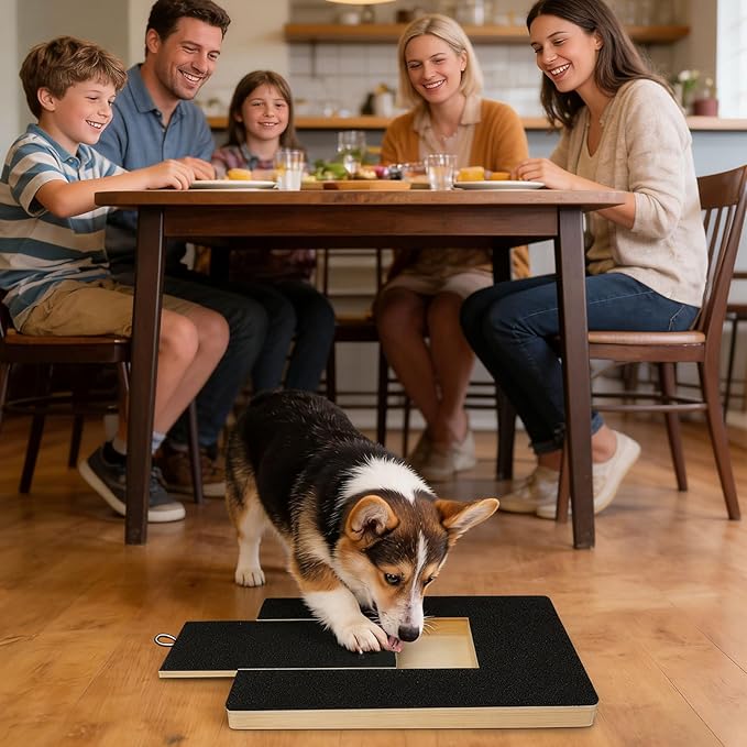 Dog Scratch Board with Treat Box | Calming Nail Trim Pad | Wood Stress Free Dog Nail Scratchs Pad, for Breeds Large and Small Dogs Cats Play Stimulation Boredom