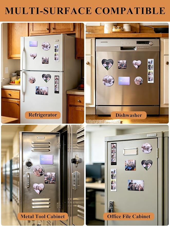 Custom4U Custom Photo Refrigerator Magnet, Square Magnets Picture Decor | 1.3mm Magnetic Backing, Dishwasher & Student Metal Locker Use, Square Photo Memento, 2.95 & 3.74 in