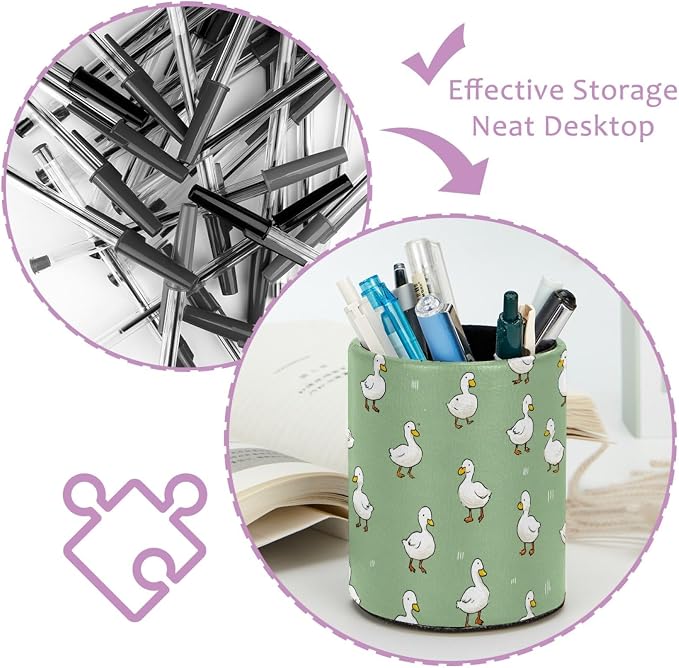 Cute Duck Pen Holder, Pencil Cup Marker Brush Holder Desk Storage Case, Desktop Organizer for School Office Home Supplies