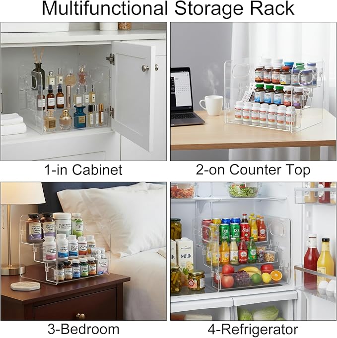 2 PCS 3-Tier Vitamin Storage Organizer | For Vitamin Bottles And Medicine Bottle, For Countertop, Bathroom Cabinet Storage, Items Clearly Visible