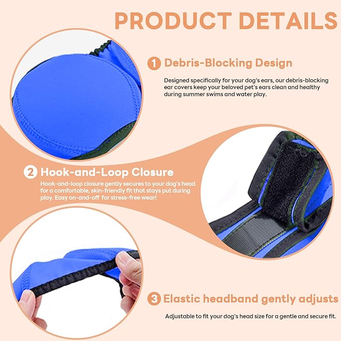 Dog Ear Muffs Noise Protection, Water-Resistant, No-Shake Ear Muffs for Grooming, Bathing, Swimming & Noise Relief