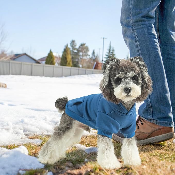 SCENEREAL Dog Hoodie Sweaters for Small Medium Large Size Dogs, Fleece Dog Sweatshirt with Hat and Pocket,Soft Cold Winter All Weather Dog Clothes for S to XL Sized Dogs, Blue M