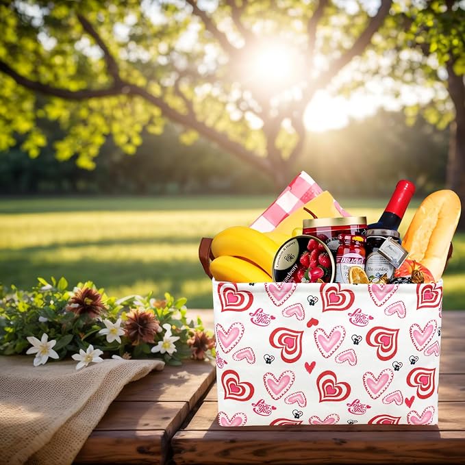 Valentine's Day Basket Gift for Empty Cute Heart Large Storage Bin for Kid and Baby Room Décor (Love you heart)