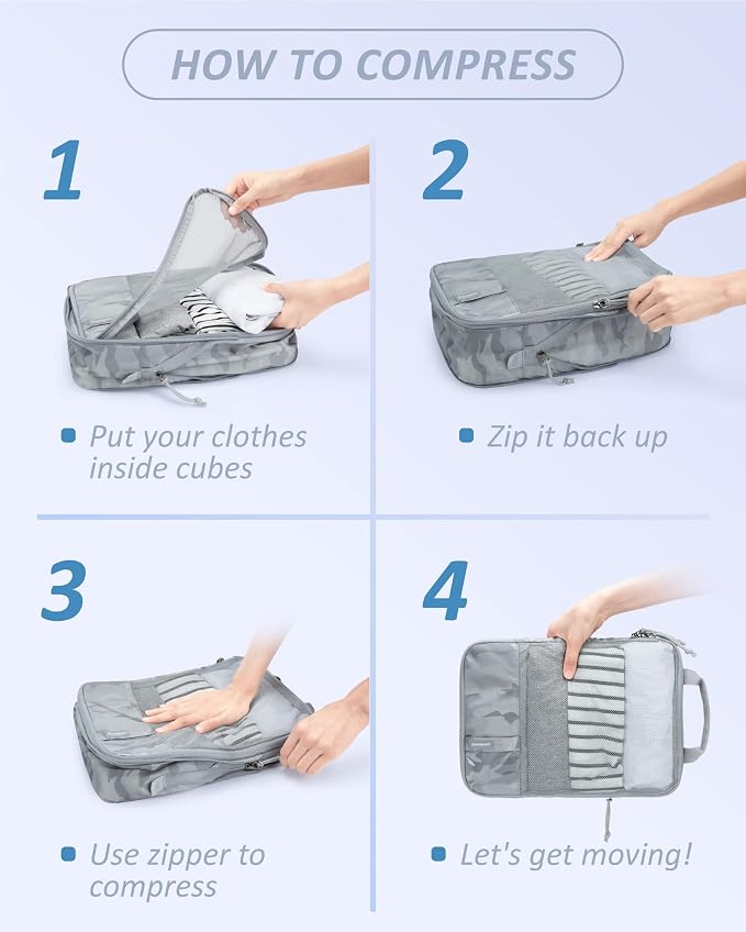 BAGSMART Compression Packing Cubes for Travel Essentials | 14 Set /6 Set /4 Set/2 Set, Lightweight, Durable