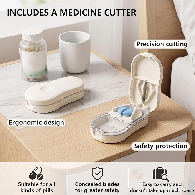 Travel Pill Organizer 7 Compartments Waterproof Airtight Weekly Pill Case