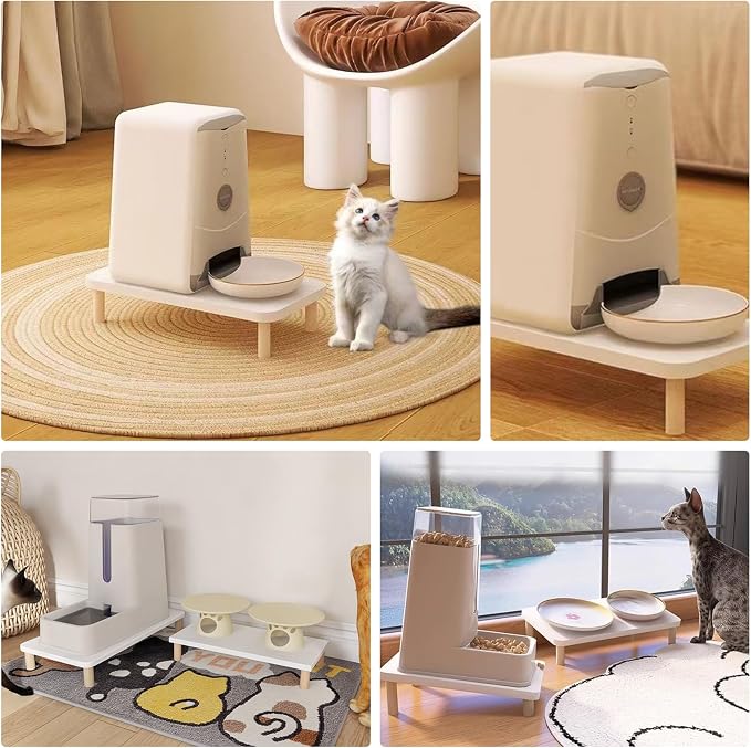Elevated Cat Food Stand, Raised Pet Feeding Table for Cats and Dogs | Compatible with Most Bowls & Automatic Feeders, Elevated Cat Feeding Station, Cat Feeder Stand, Solid Wood, Healthy Posture