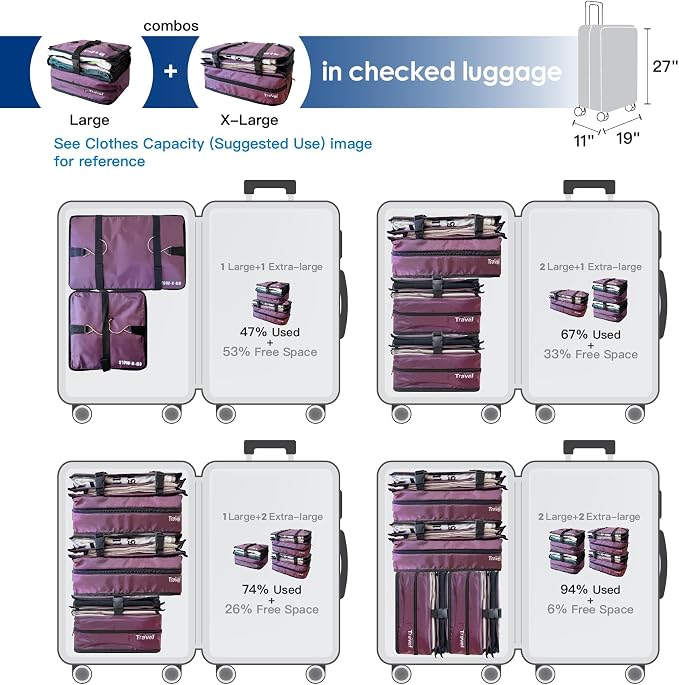 Stow-N-Go Hanging Travel Shelves, Packing Organizer for Luggage. Carry on Closet for Suitcase. Expandable Packing Cube. Travel Essentials. (Burgundy, XL = (L) 17.7" x (W) 11.8")