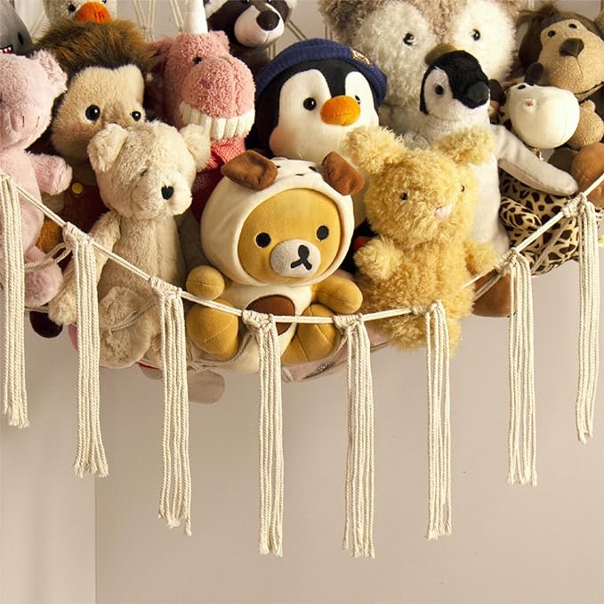mirolam Stuffed Animal Storage Hammock Net - Toy Hammock Net for Stuffed Animals Corner - Hanging Stuff Animal Organizer Holder Large Size Baby Nursery Room Decor