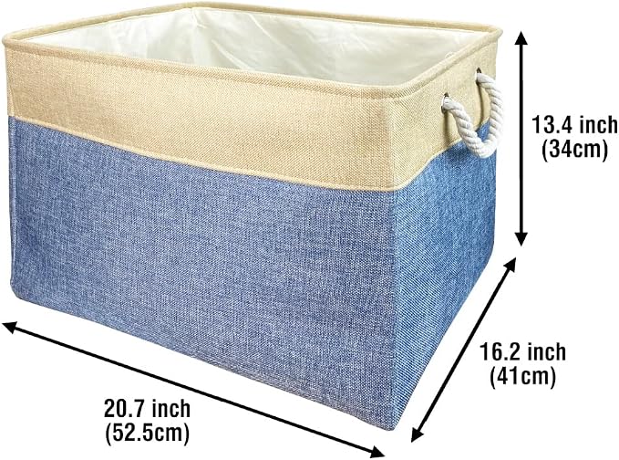 Custom Dog Basket for Toys Collapsible Storage Bin Grey Pink Blue Rectangular Pet Storage Organizer Box with Handles Extra Large Customized Name & Photo