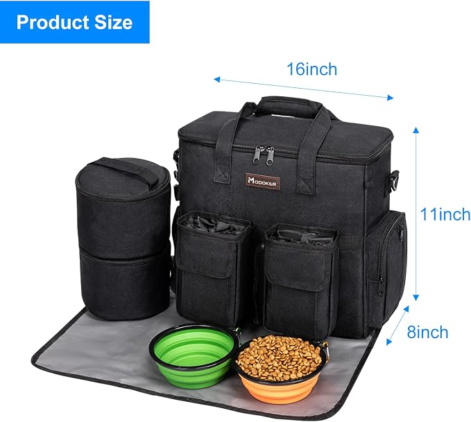 Dog Travel Bag, Airline Approved Pet Carrier for Cats and Dogs | Dog travel accessories set with feeding supplies, bowls, mat, and strap. Ideal for weekend trips.