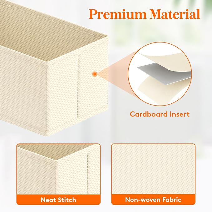 Lifewit Drawer Organizer Clothes for Closet, Khaki, 16 Pack | 3 Sizes Underwear Wardrobe Drawer Dividers, Fabric Foldable Dresser Storage Organizer Bins for Sock, Bra, Lingerie, Undies