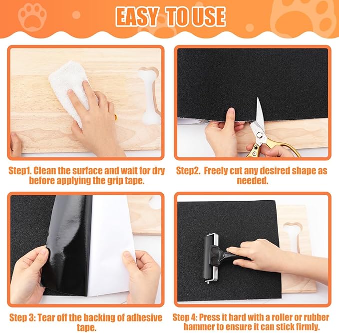 Pet Nail Self Adhesive Replacement Emery Paper Fits Most Dog Scratch Pad Cat Litter Box DIY on the Places Where Pets Like to Scratch Alternatives to Cat and Dog Nail Clippers (10in*13ft, White)