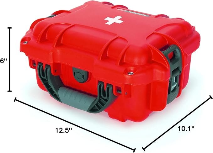 NANUK 905 Waterproof First Aid Case Empty – Durable, Medical First Aid Organizer Case, IP67-Rated, Dustproof, Impact-Resistant, and Floats (9.4" x 7.4" x 5.5") – Red