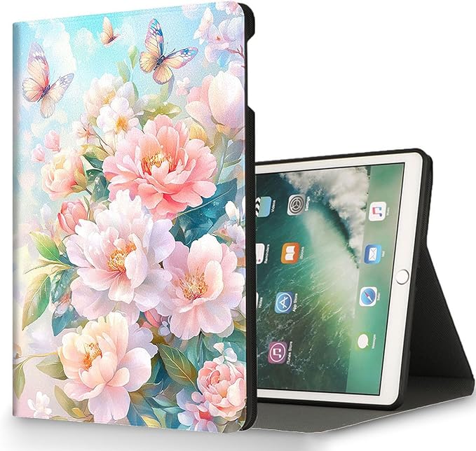 for Microsoft Surface Pro 11/10/9-13" 2024/2022 Tablet Case,Auto Wake/Sleep,Adjustable Stand Protective Cover - Pink Peony Butterfly