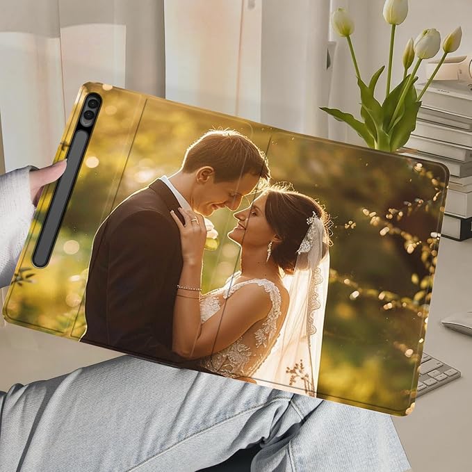 Custom Photo Personalized Flip Case for Samsung Galaxy Tab S9 FE Plus 12.4 inch(2023),Model Code: SM-X610/X616B, Samsung Galaxy Tablet Customized Picture Text Leather Stand Cover Protective Case