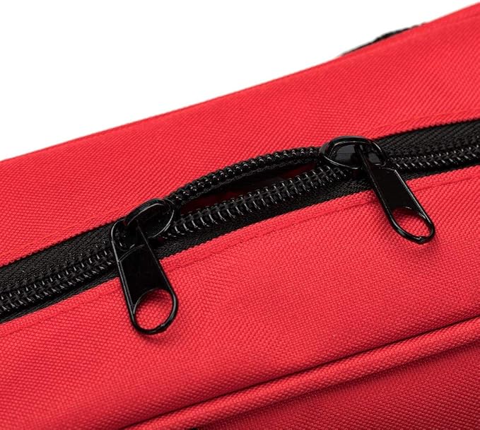 Red First Aid Bag Empty Travel Rescue Pouch First Responder Storage Medicine Emergency Bag for Car Home Office Kitchen Sport Outdoors (Red with Folders)