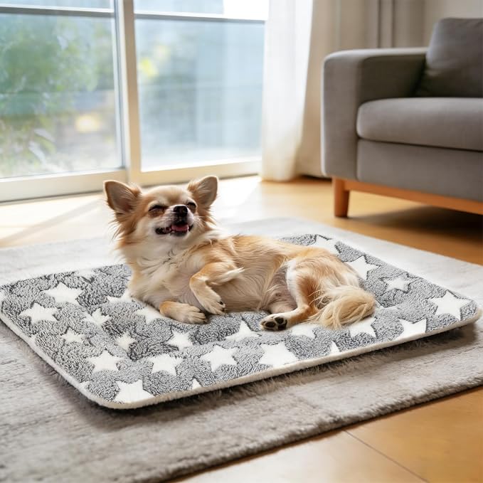 Mora Pets Dog Bed Crate Pad Ultra Soft Pet Bed with Cute Star Print Washable Crate Mat for Large Medium Small Dogs Reversible Fleece Dog Crate Kennel Mat Cat Bed Liner 22-Inch Grey | Washable Crate Mat for Large Medium Small Dogs, Reversible Fleece Dog...