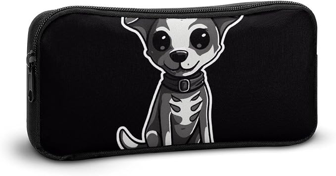 Pet Dog Stickers Large Capacity Pencil Case with Double Zipper - Aesthetic Stationery Pen Organizer Pouch, Portable Storage Bag for Office Supplies, Travel & Cosmetics