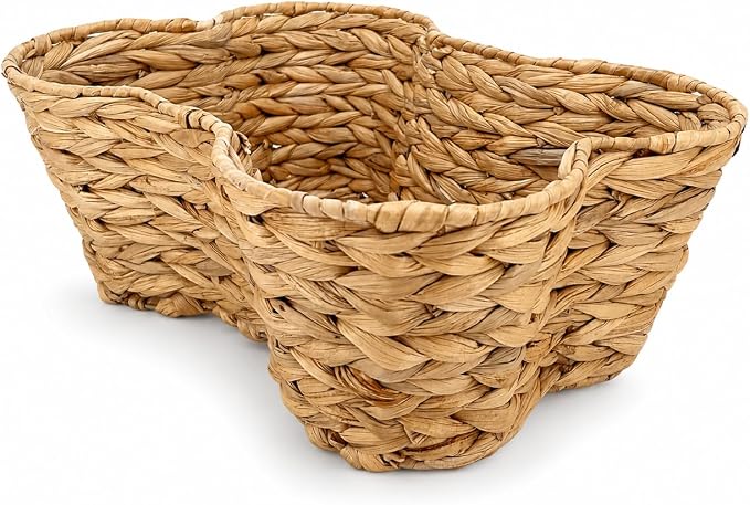 OtterPets Dog Toy Basket, Hyacinth Bone Shaped Dog Toy Bin, 17x13” | Handmade dog toy box, dog toy storage, dog basket, basket for dog toys, dog storage, 17 x 13 in, natural water hyacinth