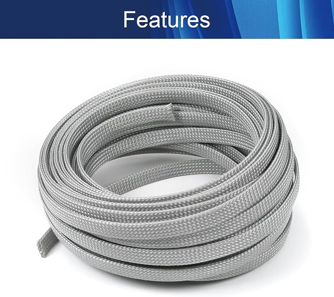 Jutagoss PET Expandable Braided Cable Sleeve, 32.8ft - 5/16 inch Gray Cable Management Sleeve, Wire Loom Tube Cord Protector for USB Cable, Power Cord, Audio Video and More, 1Pc