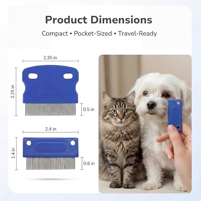 Pets&Goods Tear Stain & Flea Remover Comb Set for Dogs & Cats – Stainless Steel Eye Grooming Tool for Stains, Crust & Mucus – Gentle, Safe, Reusable – Pack of 2