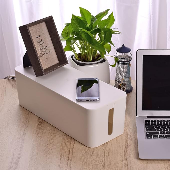 Cable Management Box, Large Cord Organizer Box to Hide Power Strip | Under Desk Cable Organizer, TV Computer Wires Cord Organizer, Cable Management Set, for Home/Office