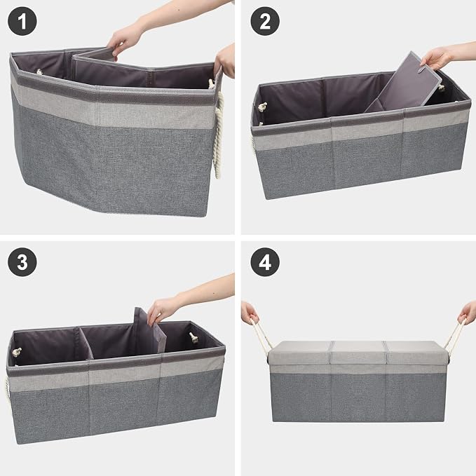 Extra Large Dog Toy Storage Basket with Lid and Handle for Living Room Area | 29.5" Fabric Dog Toy Box, Collapsible Basket for Dog Toys, Organizers and Storage with Hard Board, Anti-slip for Pet Supplies