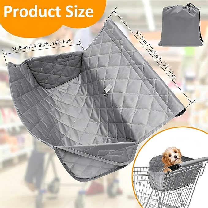 Dog Shopping Cart Cover - Waterproof Shopping Trolley Cover | Universal Foldable Portable Carts Protector for Outdoor Supermarket Public Space Restaurant Cafe
