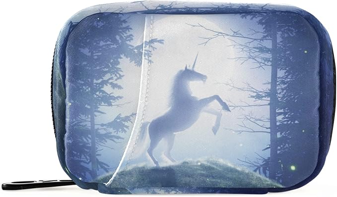 Fairy Unicorn Pill Box 7 Day Pill Case Travel Pill Organizer Bag with Zipper Portable Weekly Case Compact Size for Vitamin Supplement Holder