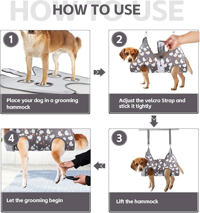 ATESON Dog Grooming Hammock with Nail Clippers/Nail Trimmers, Dog Grooming Harness for Nail Trimming, Pet Grooming Sling Helper for XL Large Dogs