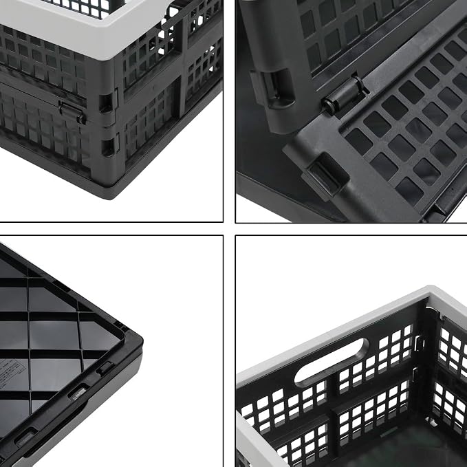 16-Liter Collapsible Storage Crates/Folding Milk Basket, Set of 2 | Stackable Storage Container