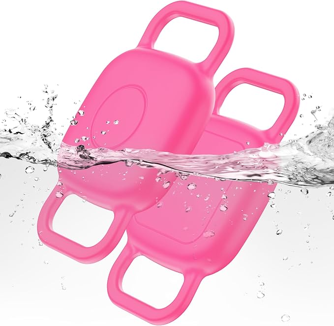 DDJ Waterproof Dog Collar Holder for Life360 Tile Mate Tracker, 2-Pack Durable Silicone Cover, Anti Lost for Life 360 Tile Tracker Case for Cat &Pet Collars, Easy Installation, Lightweight, Pink Punch