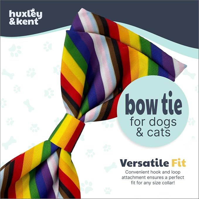 Huxley & Kent Pet Bow Tie for Dogs & Cats, All Together, Large/XLarge | Hook & Loop Attaches to Any Collar, Soft Polyester, Lightweight & Machine Washable, Perfect for Holidays & Photos