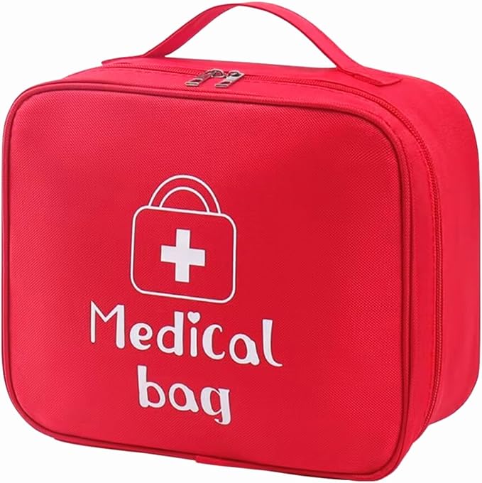 Red First Aid Bag Empty 1st Aid Bag Medical Travel Case Emergency Storage Compact Medicine Bags for Car Office Kitchen Sport Outdoors Camping Hiking Pet (Red M)