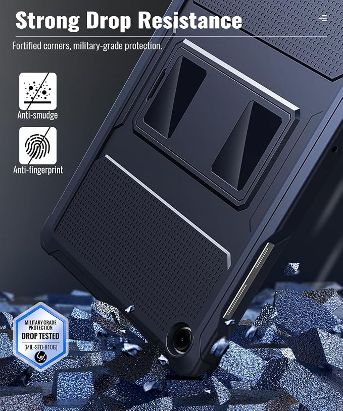 MoKo Shockproof Case Fit Samsung Galaxy Tab A11+ Plus/ A9+ 11 Inch | Full Body Rugged Stand Back Cover with Built-in Screen Protector for Galaxy Tab A11+/ A9 Plus Tablet, Dark Blue