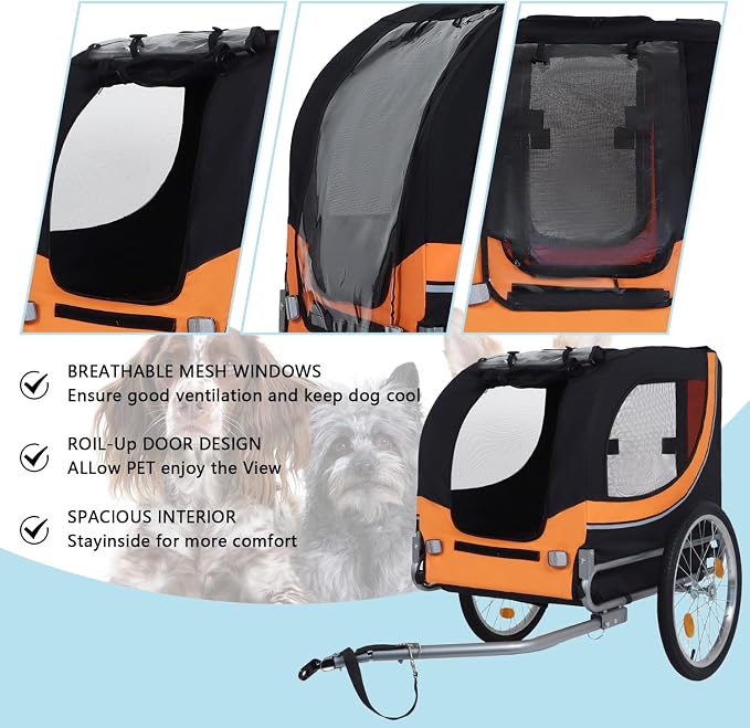 Large Dog Bike Trailer with 18.9" Wheels - 120LB Capacity Dog Trailer for Bike, Foldable Pet Bike Trailer for All-Terrain Cycling, Jogging & Camping