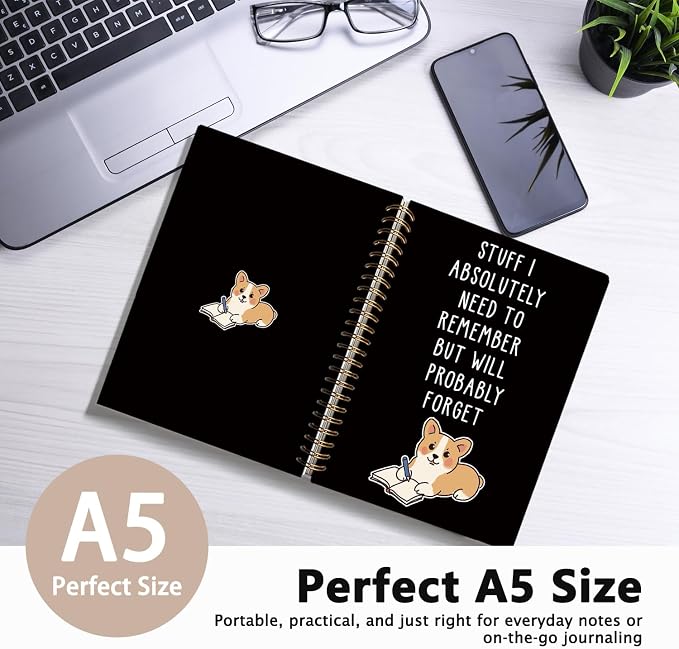 LIANGW Funny Corgi Gifts Spiral Notebook Journal | Welsh Corgi Lovers Gifts Journal for Writing,Pet Dog Mom Owner Gift,Dog School Office Stuff Supplies,5.5x8.3 Inch