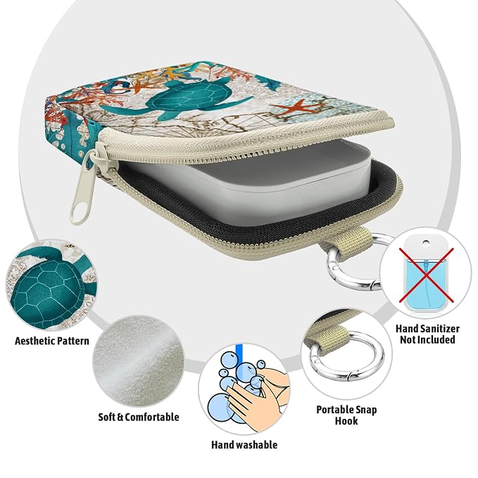 Hand Sanitizer Holder, Sea Turtle Spray Case Zippered Pouch | Keychain, Travel Size, Cute Fashion Accessory with Snap Hook, for Glow Mist and Power Mist 1FL OZ, Mini Small Pocket Clip on