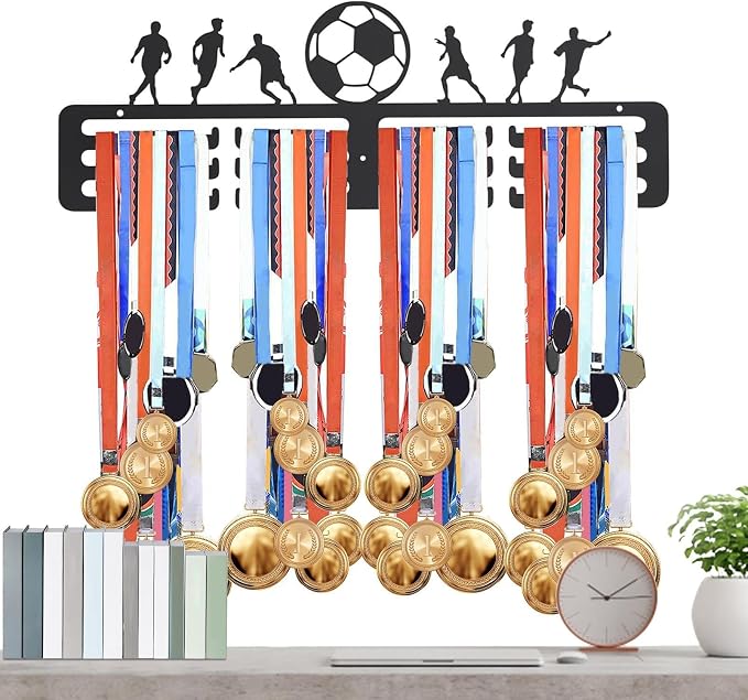 Award Hanger Football Theme Running Storage | Wall Mount Prize Rack for Runners Players Swimmers Gymnasts Athletes Winners Bedroom Office Gym Living Room