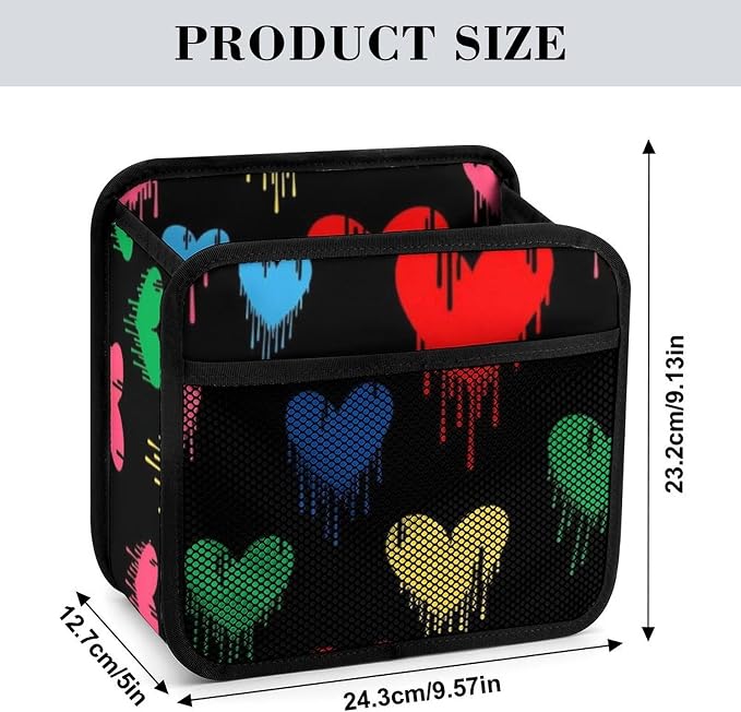Travel Organizer Pouch for Car Backseat Hanging Storage Pocket, Colorful | Love Heart Graffiti, Auto Trash Can with Adjustable Strap Interior Accessories, Universal Fit Front Back Headrest