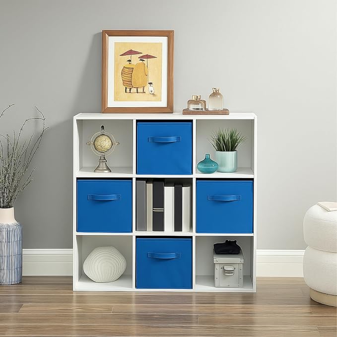 PowerKing Collapsible Storage Cubes, Farbic Storage Bins, Royal Blue, 2Pack | Sturdy, Lightweight, Easy Pull Handle, Closet & Shelf Organizer, Clothes and Toys Storage, 10.5'' x 11'' x 10.5''
