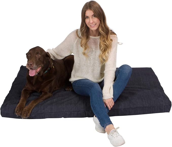 Pet Support Systems XL Orthopedic Memory Foam Dog Bed - 100% Made in USA - Luxury Washable Pet Bed - X-Large 40"x35"x4" (Blue Denim)