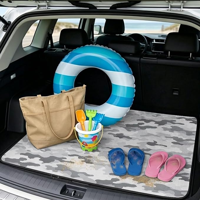 Howilath Gray Camo Car Trunk Mat All Weather Cargo Liner Non-Slip Rear Trunk Protection for SUV Sedan Truck Vehicle Interior Accessory