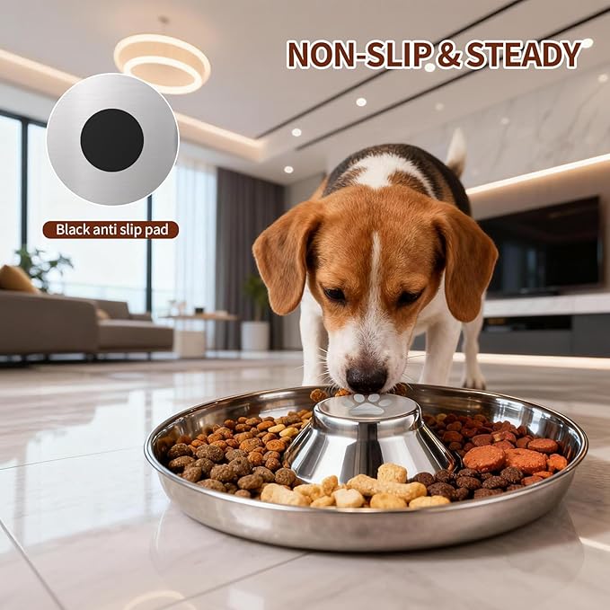 Stainless Steel Dog Bowls, Thickened Durable Replacement Bowls,Feeder Pet Bowl for Cat or Dog Food or Water Dish, for Fast Eating Large Breed, Metal Slow Feeder Dog Bowl Fits
