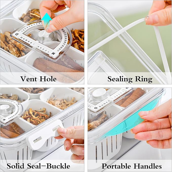 2Pack Divided Snackle Box Charcuterie Container Poratble Bacon Container for Refrigerator 3 Compartment Serving Veggie Tray with Lid Portable Travel Fruit Caddy for Cheese,Candy,Ham,Salad