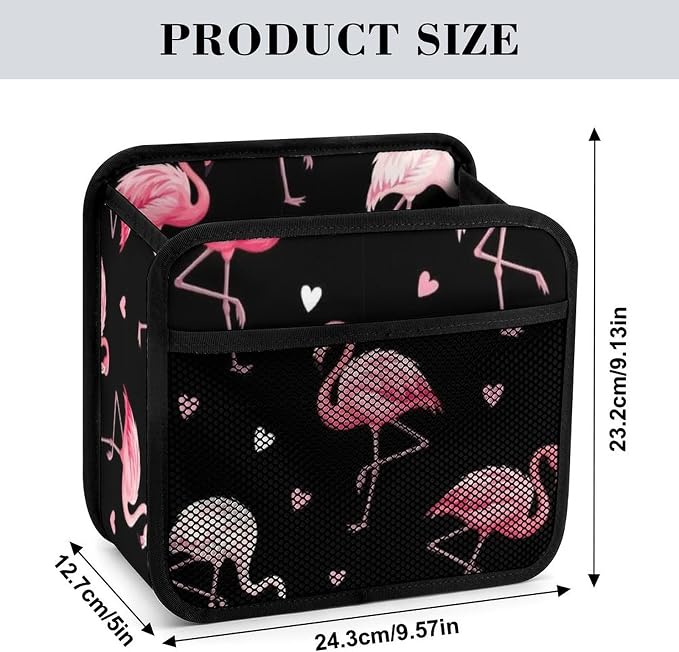 Car Seat Back Organizer Hanging Storage Bag for Backseat, Love Heart | Flamingo Black, Pu Leather Auto Storage Organizer with Mesh Pockets, Waterproof and Leakproof