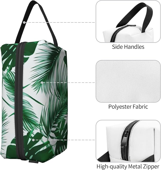 Tropical Palm Leaf Makeup Bag - Durable 600D Oxford Fabric Travel Cosmetic Bag, Shockproof Foam Padded Toiletry Organizer for Gym & Daily Use 10x6.2x4.9 Inch