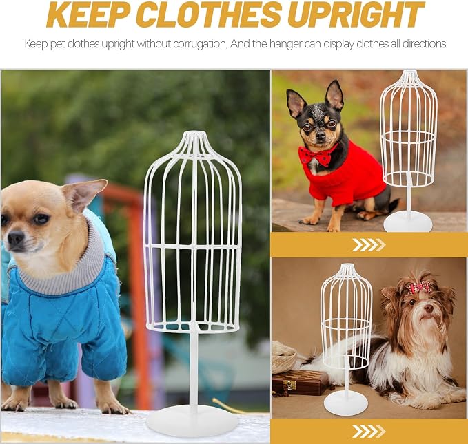 Sturdy Iron Pet Dress Mannequin Stand for Puppy and Cat Clothes Display and Pet Coat Hanging Rack White Small Clothes Organizer