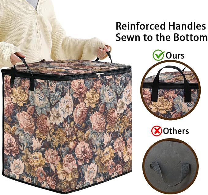 2pcs blanket storage bag for under bed,closet organizers 95L | clothing sweater sheet bedding comforter duvet quilt pillow toy storage bags with lids,dorm room essentials for containers