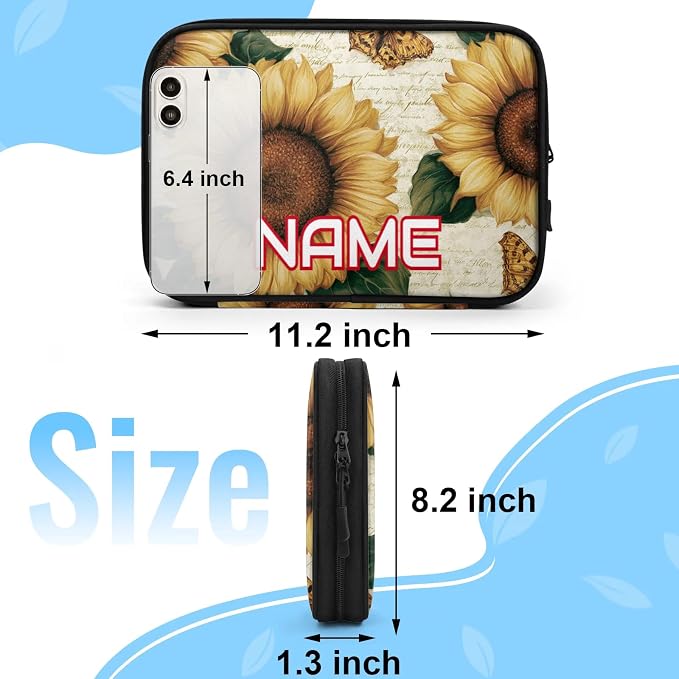 Custom Electronics Organizer Rustic Sunflower Butterfly Travel Cable Pouch Large Tech Accessories Case Waterproof Cord Storage Bag for Power Bank Charger Phone Earphone